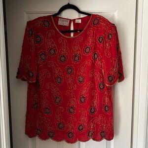Red Embroidered Women's Blouse